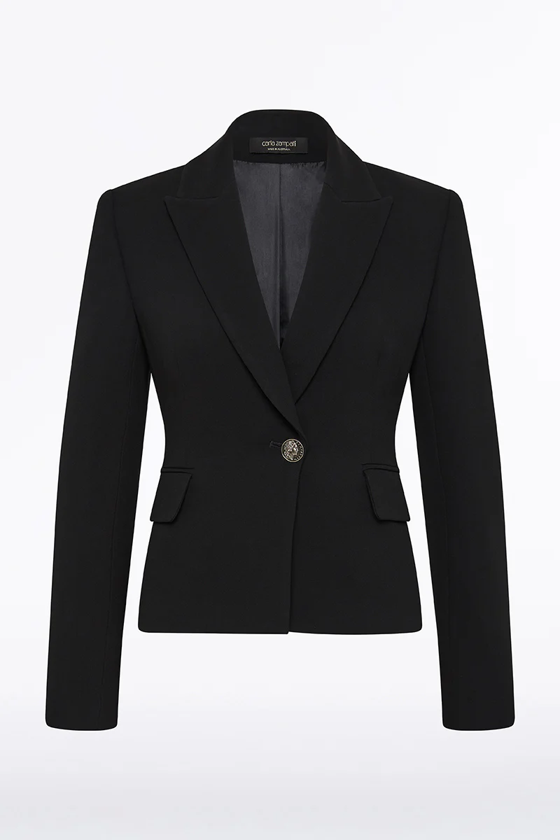 BLACK CREPE SINGLE BREASTED JACKET - Image 5