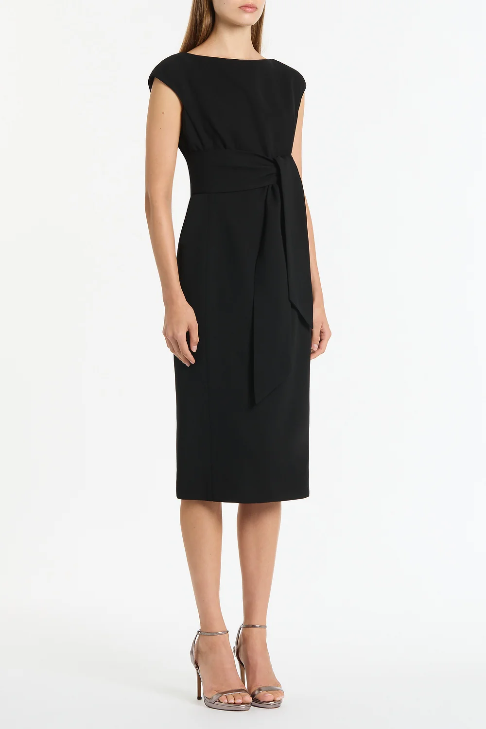 BLACK CREPE TIE FRONT DRESS - Image 3