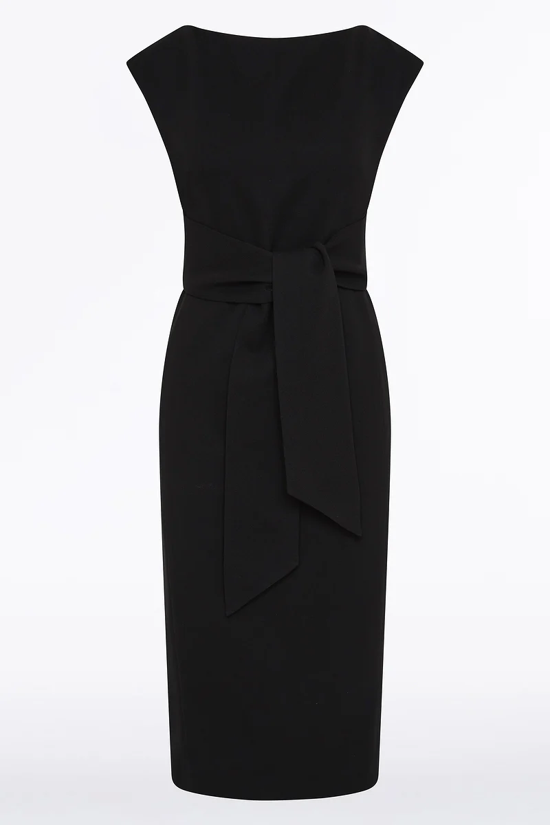 BLACK CREPE TIE FRONT DRESS - Image 4
