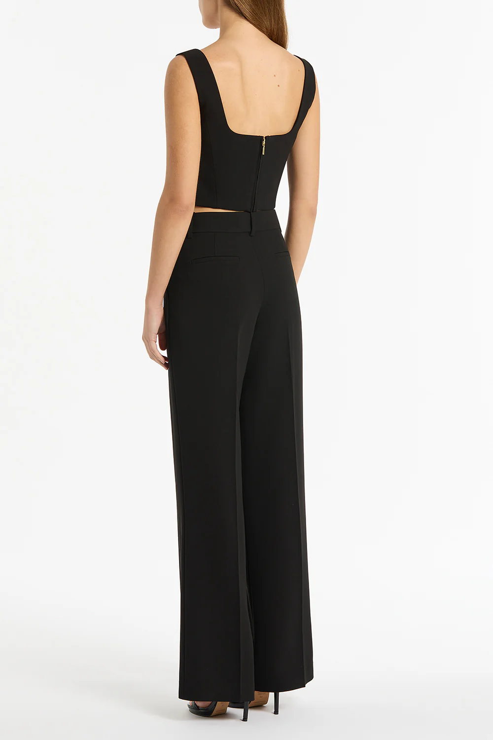 BLACK CREPE WIDE LEG PANT - Image 5