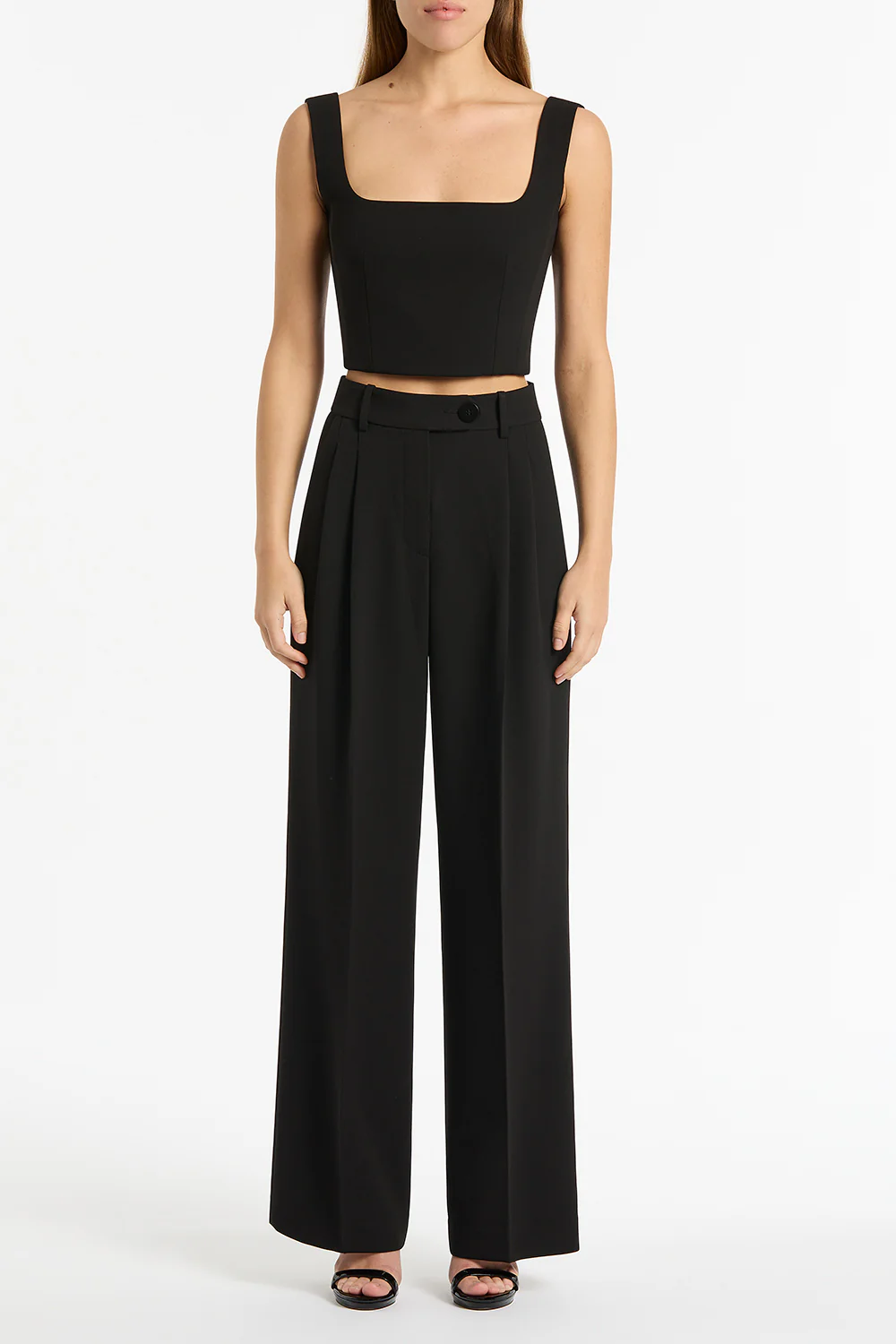 BLACK CREPE WIDE LEG PANT - Image 6