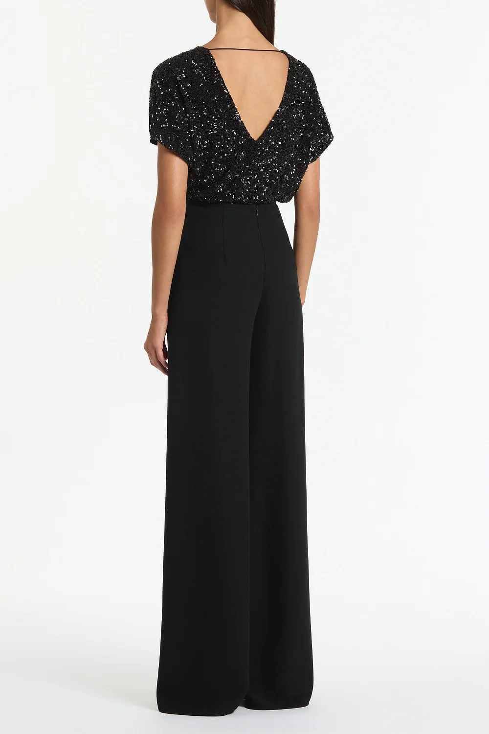 BLACK CRUSHED SEQUIN DRAPE TOP - Image 2
