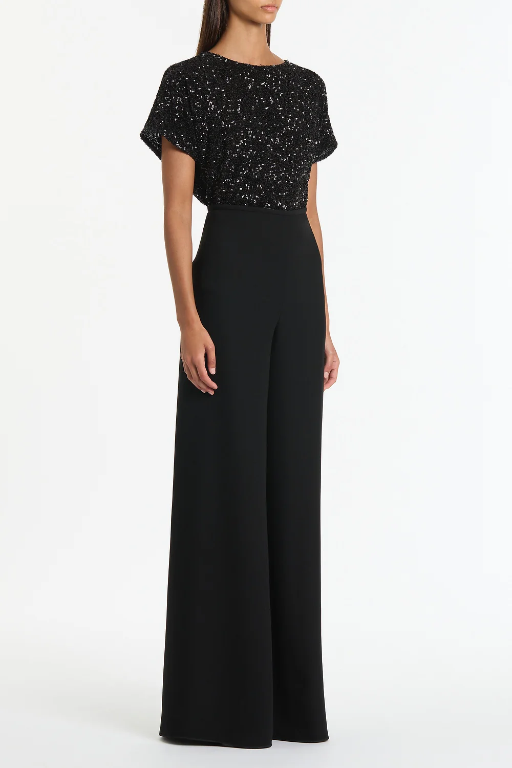 BLACK CRUSHED SEQUIN DRAPE TOP - Image 3