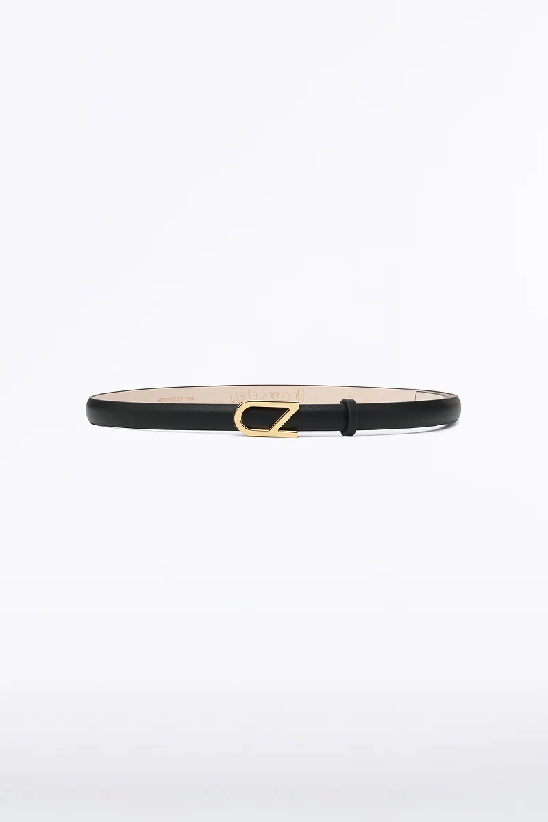 BLACK CZ THIN LOGO BELT