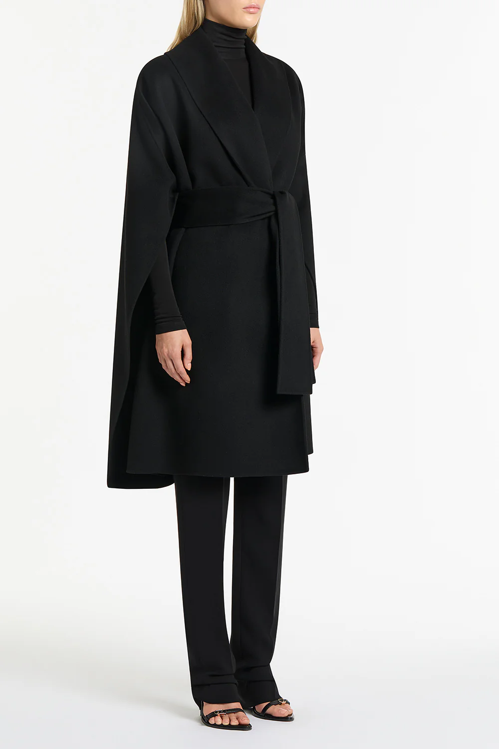 BLACK DOPPIA WOOL CAPE - Image 3