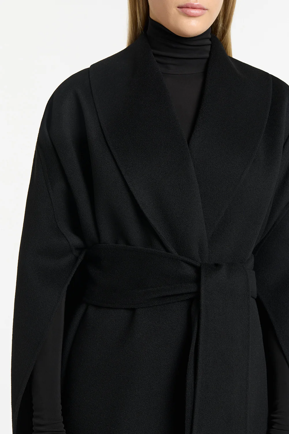BLACK DOPPIA WOOL CAPE - Image 4
