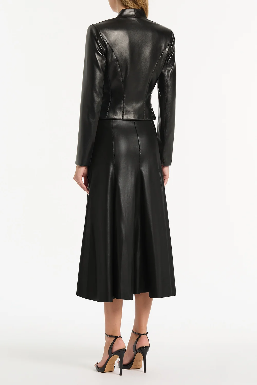 BLACK FAUX LEATHER FITTED JACKET - Image 2