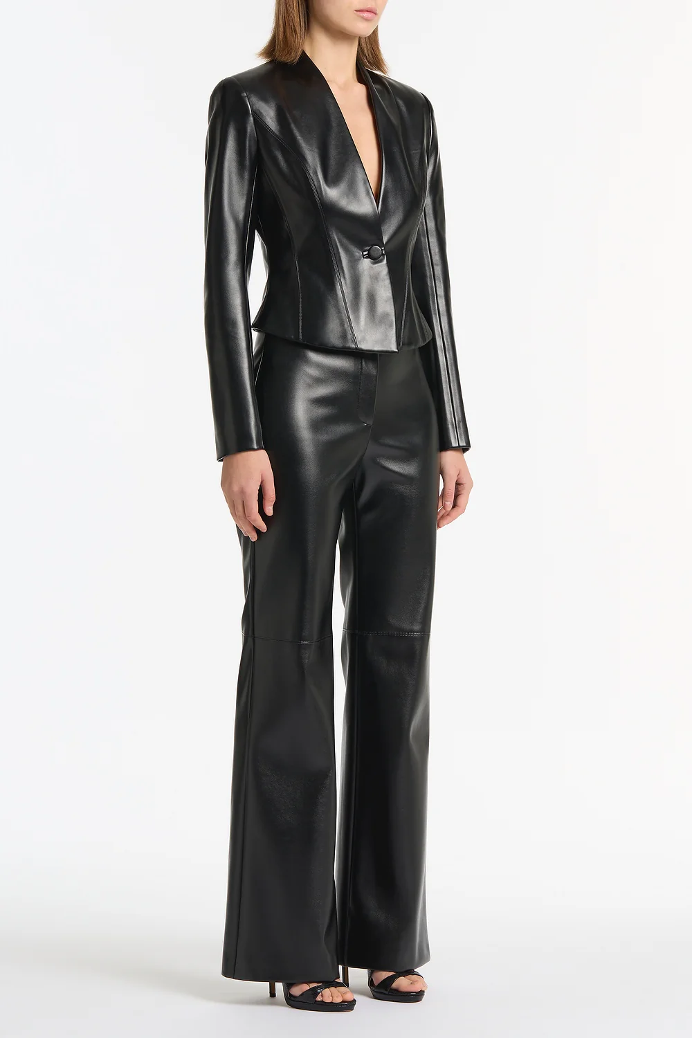 BLACK FAUX LEATHER WIDE LEG PANT - Image 3