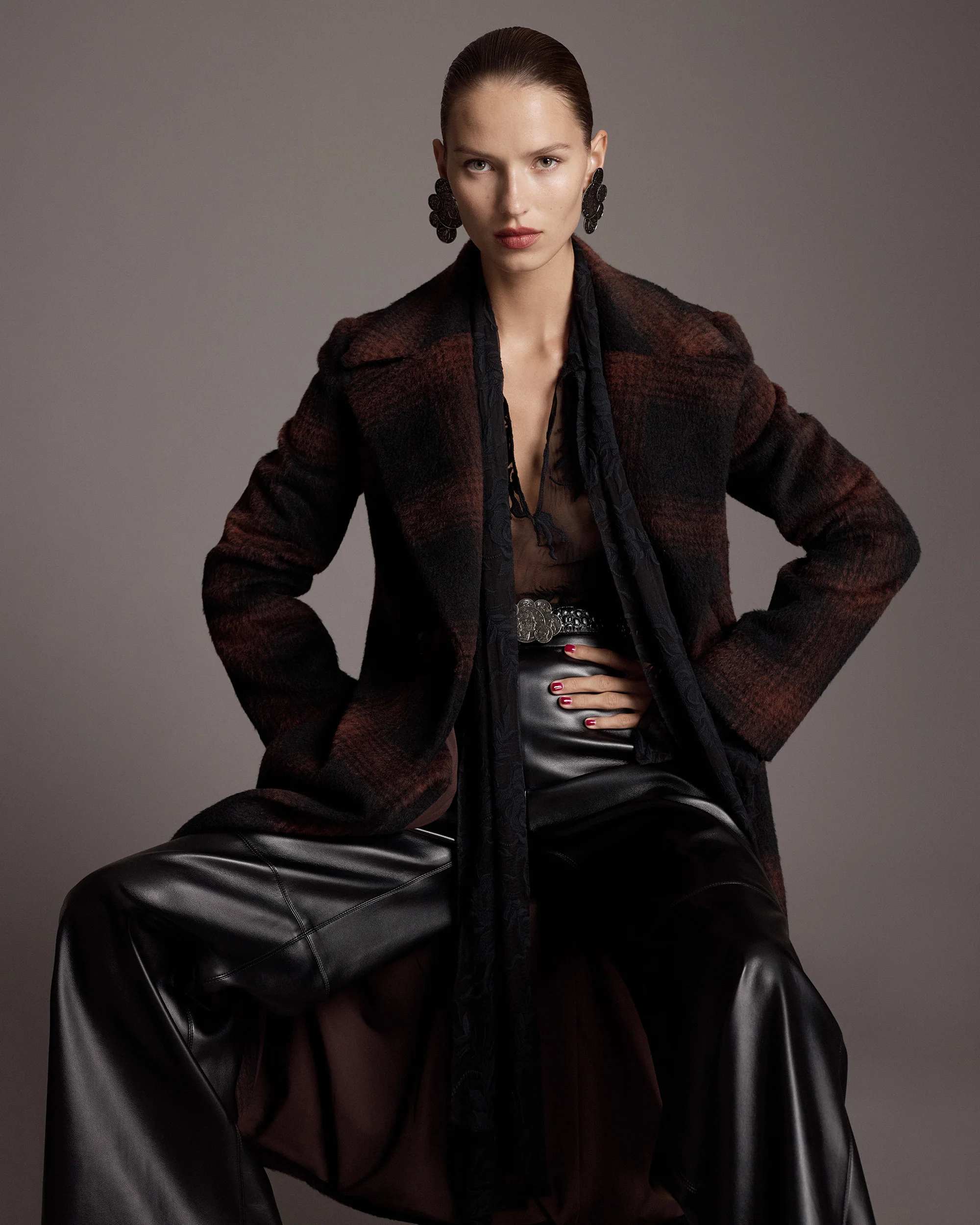 BLACK FAUX LEATHER WIDE LEG PANT - Image 5