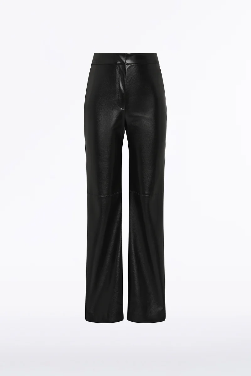 BLACK FAUX LEATHER WIDE LEG PANT - Image 6