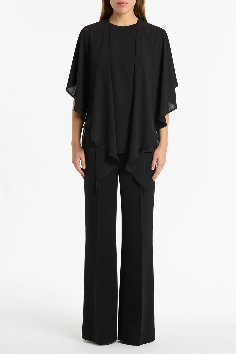 BLACK GEORGETTE CASCATA TOP