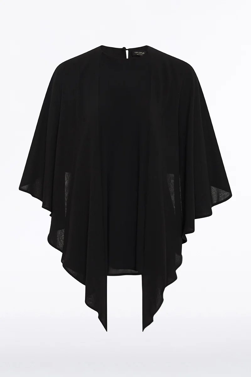 BLACK GEORGETTE CASCATA TOP - Image 4