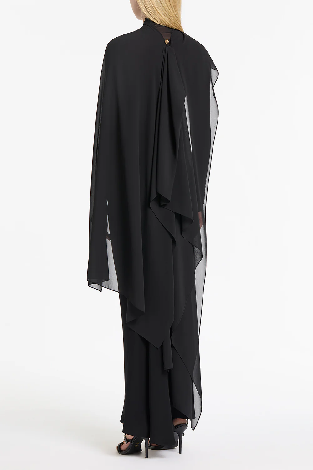 BLACK GEORGETTE CASCATA WRAP - Image 2