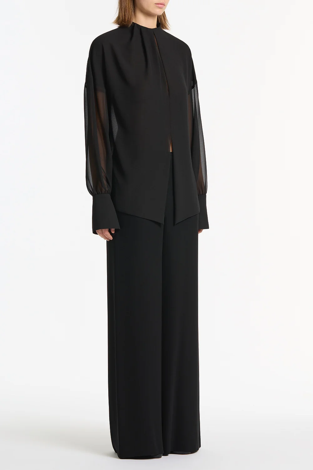 BLACK GEORGETTE DROP SLEEVE BLOUSE - Image 2