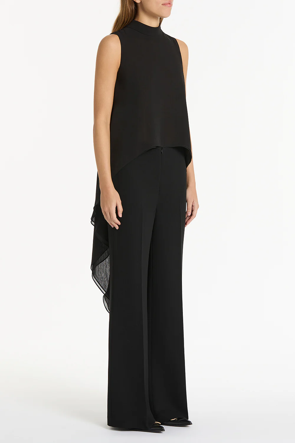 BLACK GEORGETTE FLUTED TUNIC - Image 3