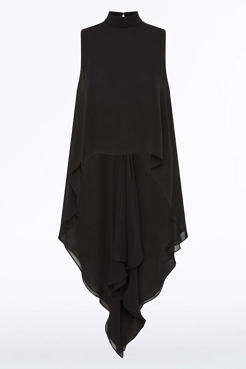 BLACK GEORGETTE FLUTED TUNIC - Image 4