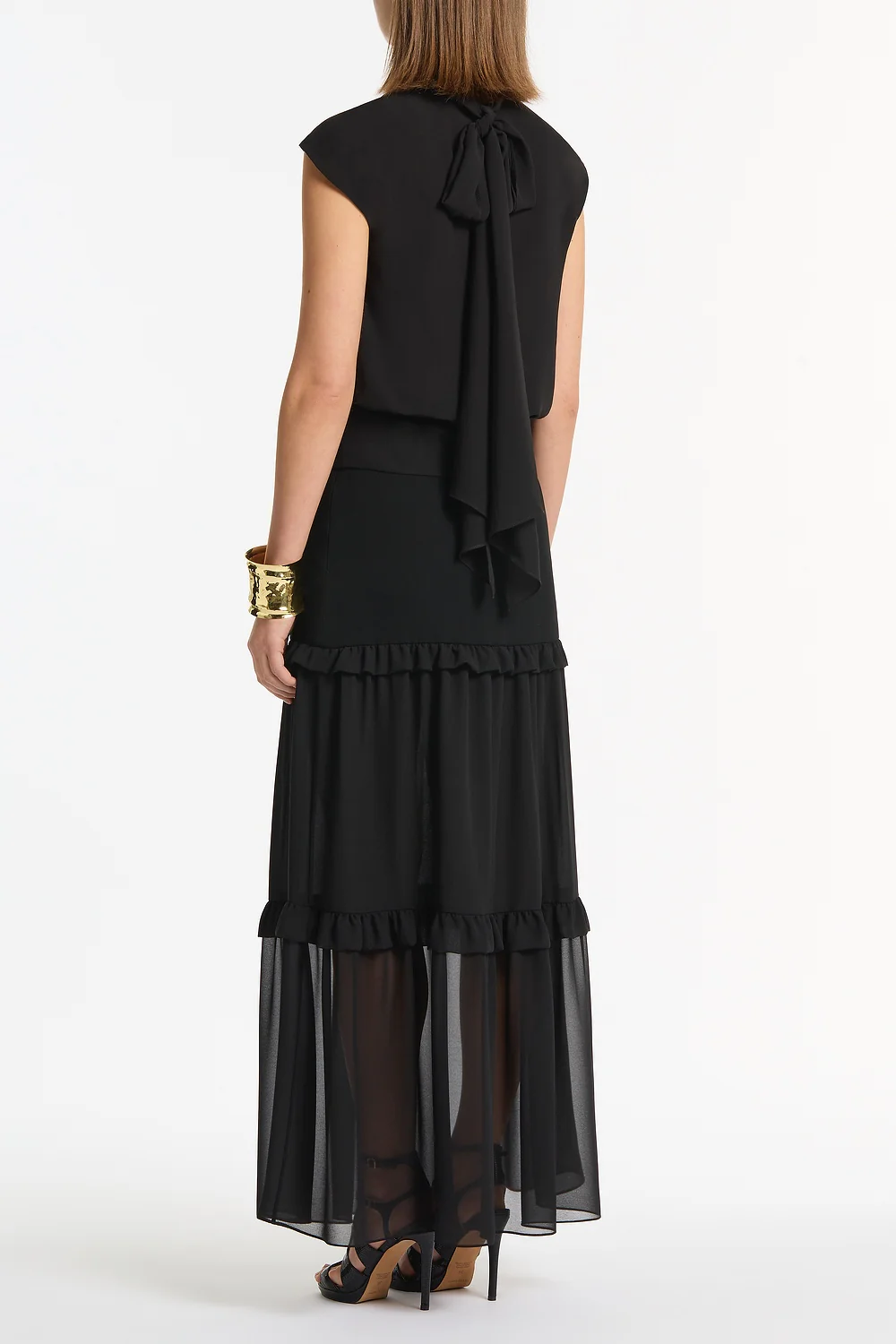 BLACK GEORGETTE SCARF TOP - Image 3