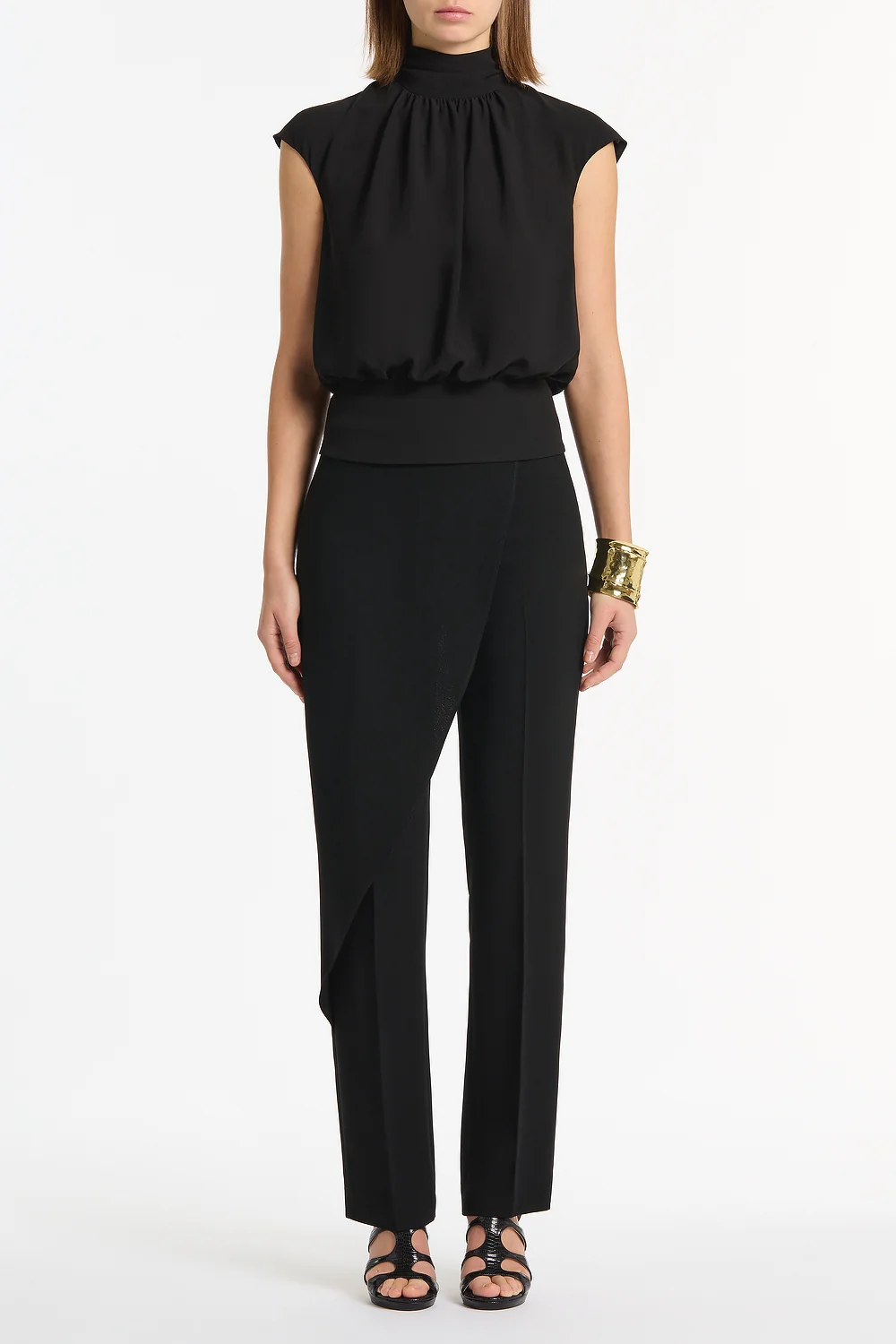 BLACK GEORGETTE SCARF TOP - Image 4