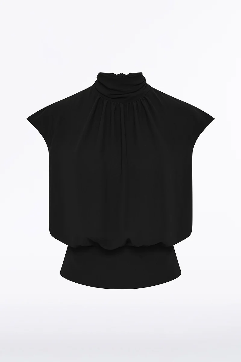 BLACK GEORGETTE SCARF TOP - Image 5