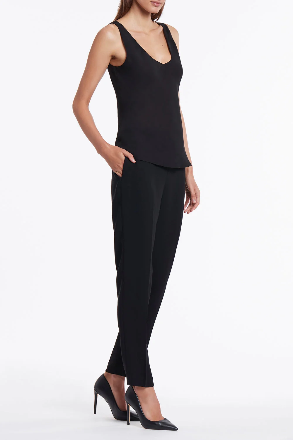 BLACK GEORGETTE SCOOP CAMI - Image 3