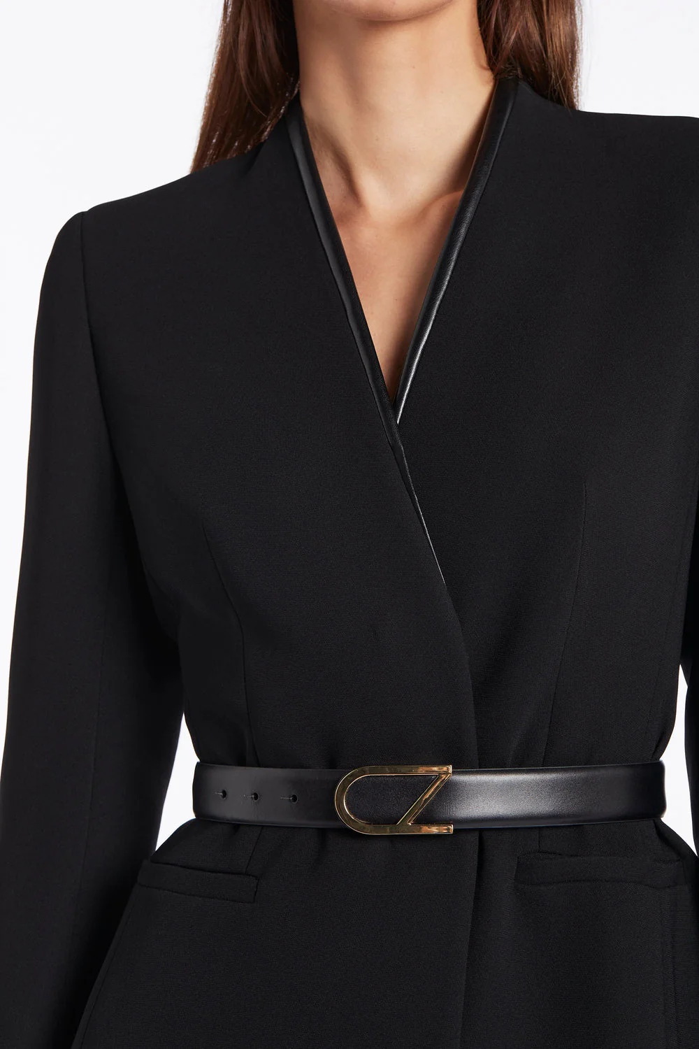 BLACK LEATHER CZ LOGO BELT - Image 8