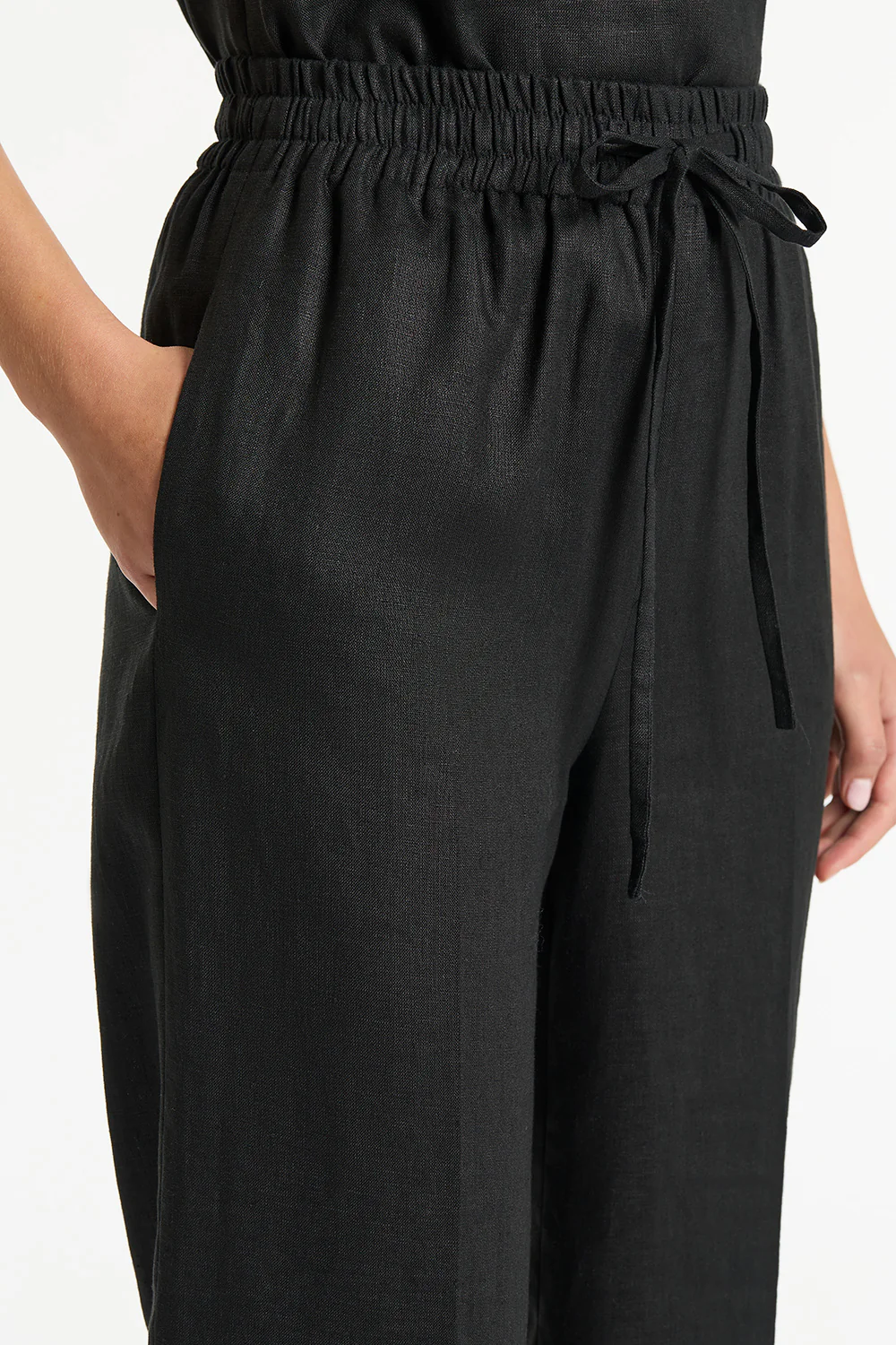 BLACK LINEN LOUNGE PANT - Image 4