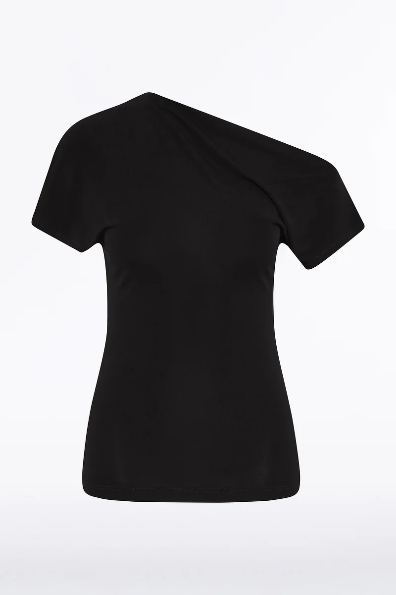 BLACK MATTE JERSEY OFF-SHOULDER TOP - Image 5