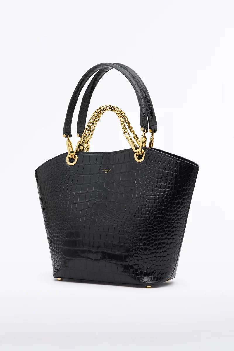 BLACK MEDIUM MILANO TOTE BAG - Image 3