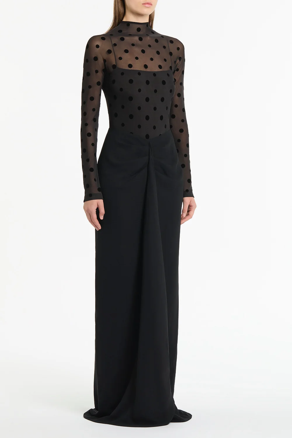 BLACK MESH SPOT CONTRAST GOWN - Image 2