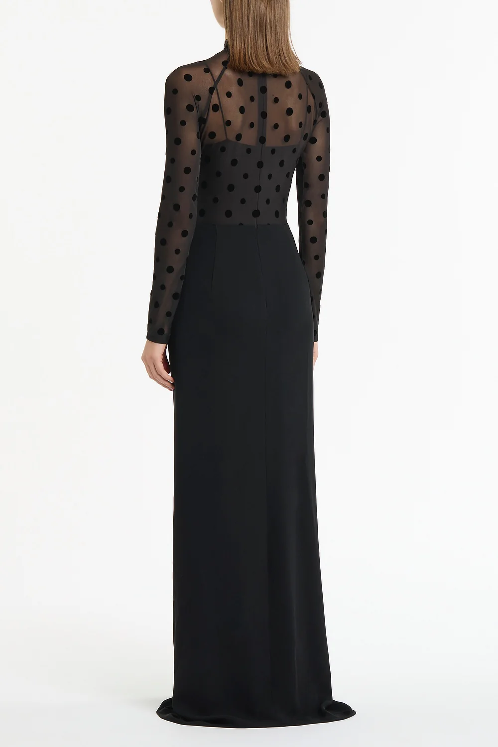 BLACK MESH SPOT CONTRAST GOWN - Image 3