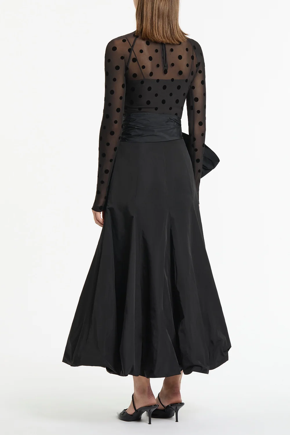 BLACK MESH SPOT LONG SLEEVE TOP - Image 3