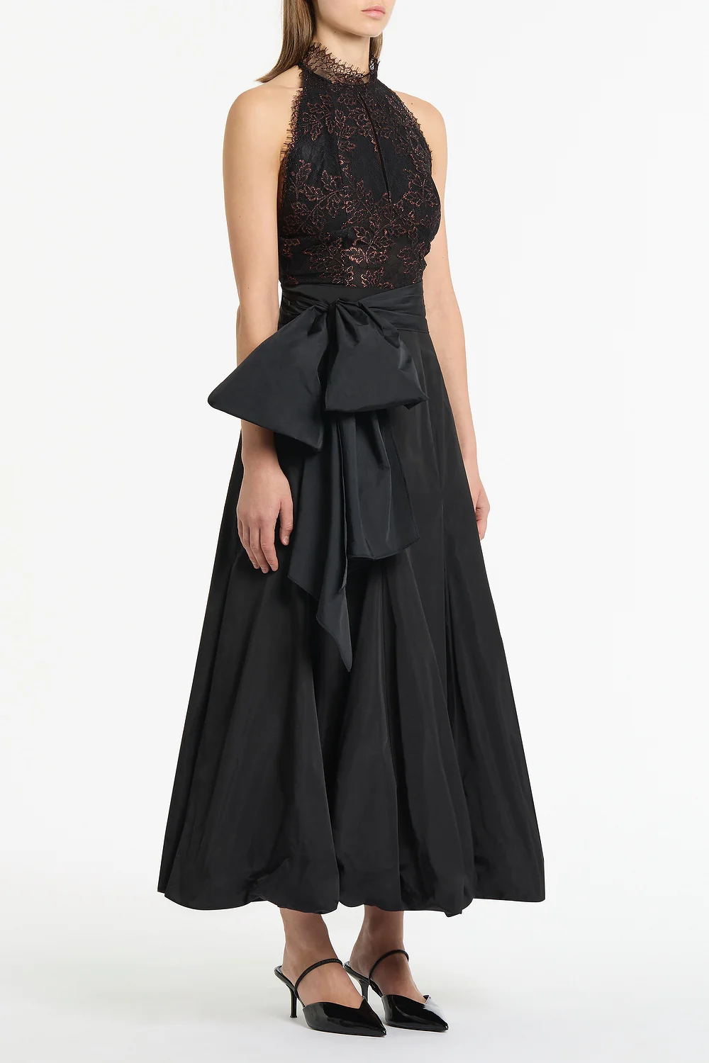 BLACK METALLIC LACE HALTER TOP - Image 2