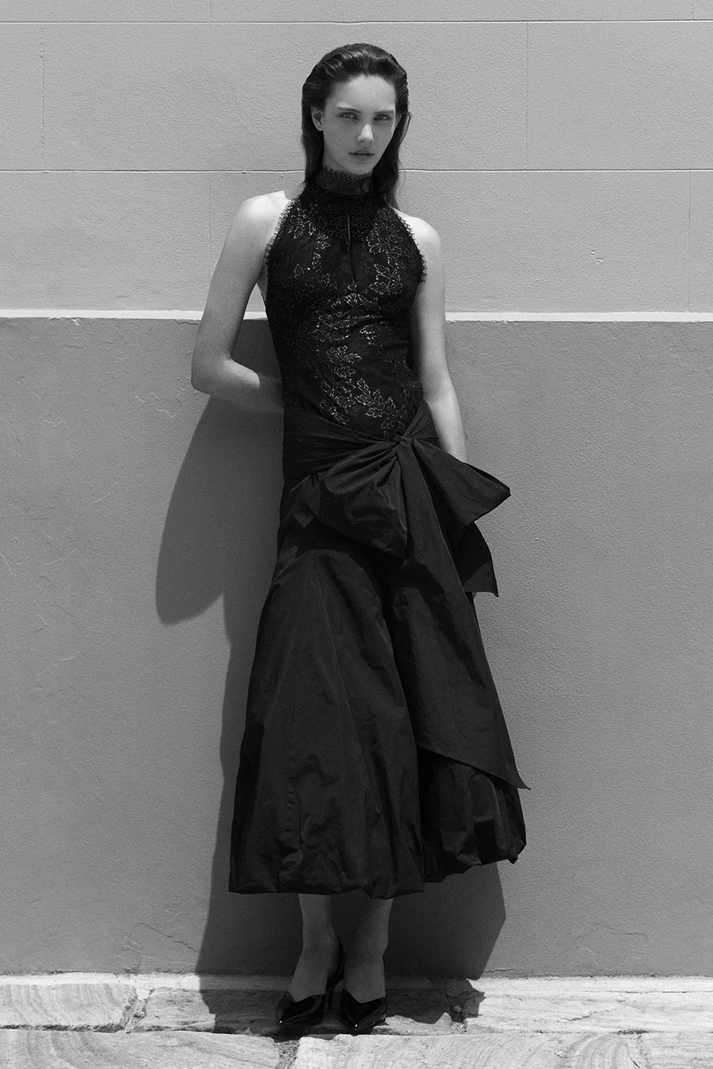 BLACK METALLIC LACE HALTER TOP - Image 5