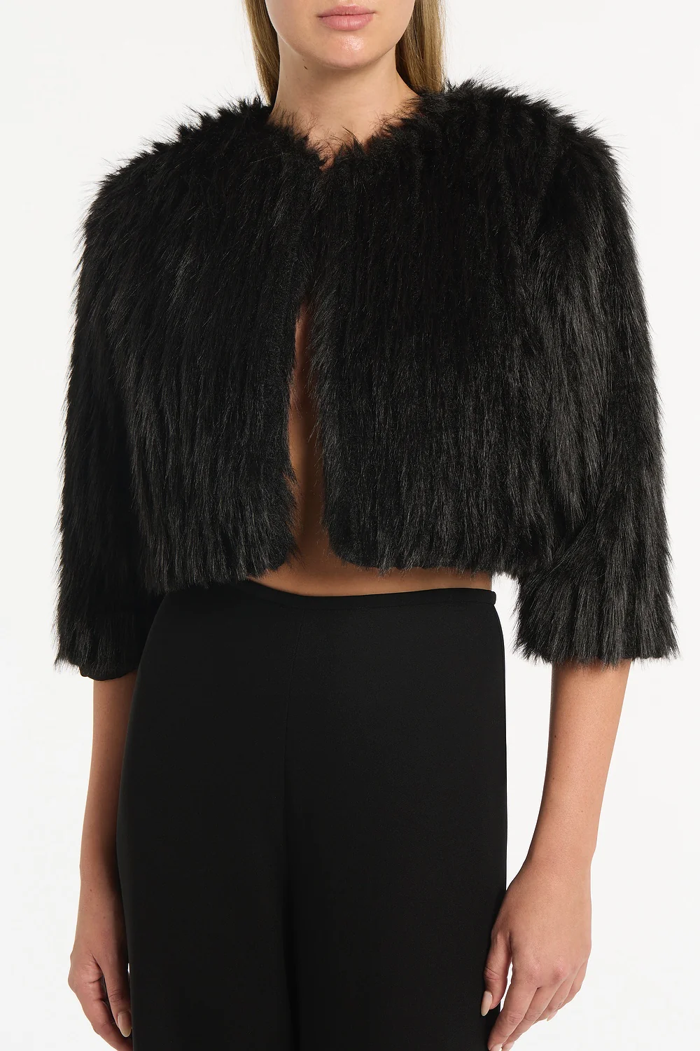 BLACK PIUMA FUR BOLERO - Image 4