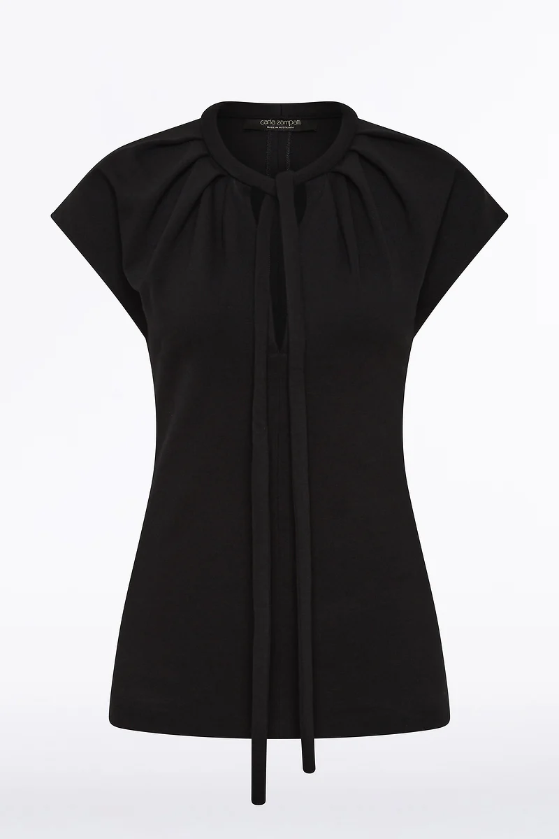 BLACK PONTE TIE DETAIL TOP - Image 4