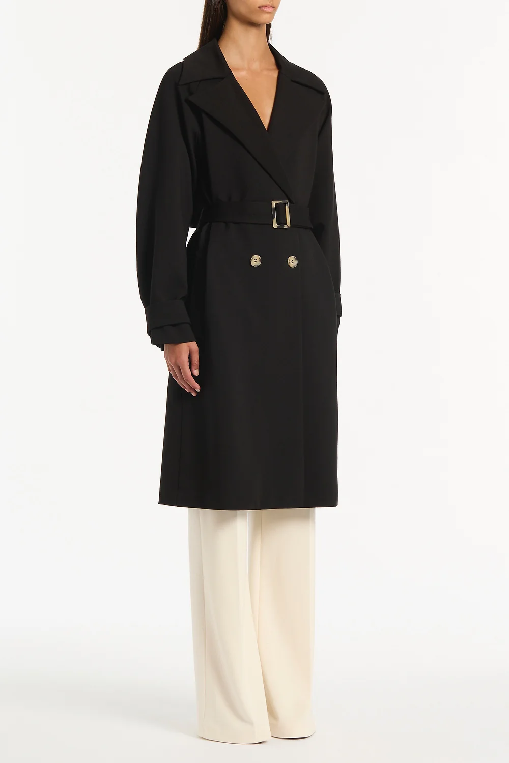 BLACK PONTE TRENCH COAT - Image 3