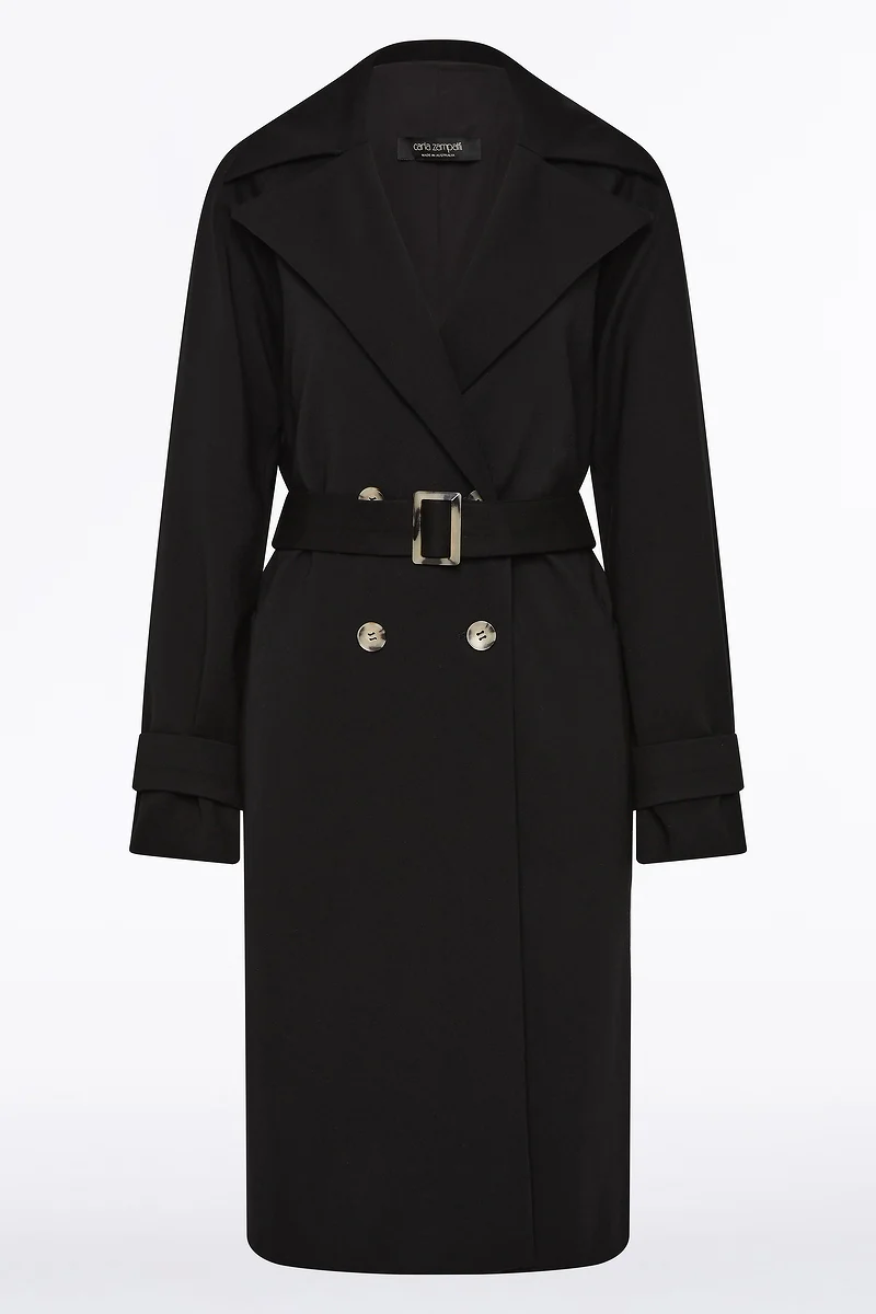 BLACK PONTE TRENCH COAT - Image 5