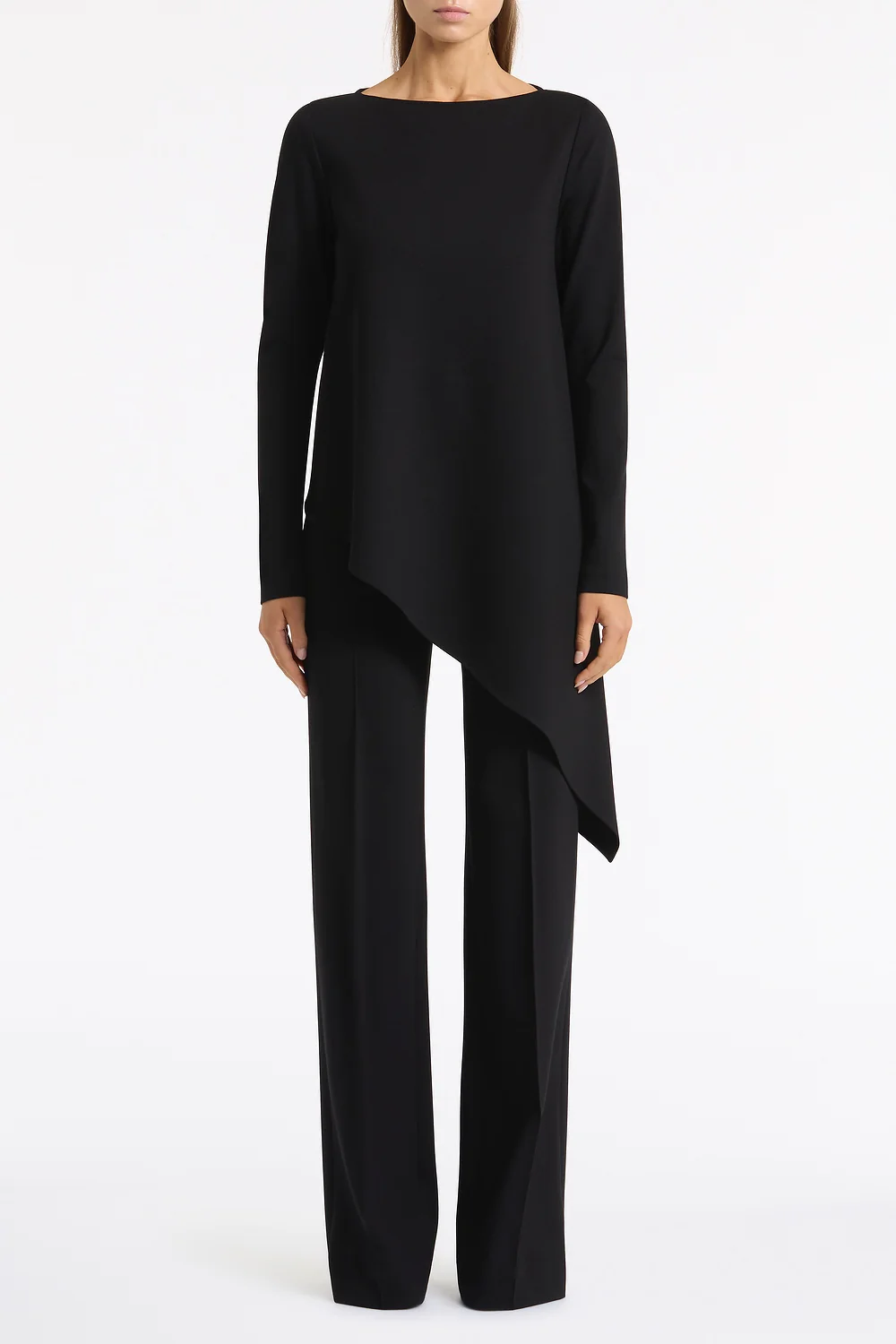 BLACK PONTE WIDE LEG PANT