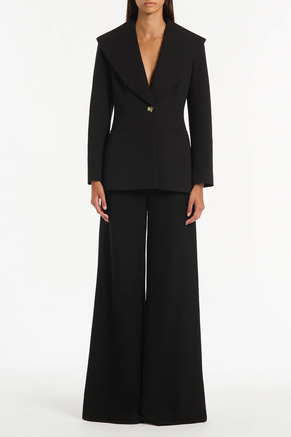 BLACK PONTE WIDE SHAWL COLLAR JACKET
