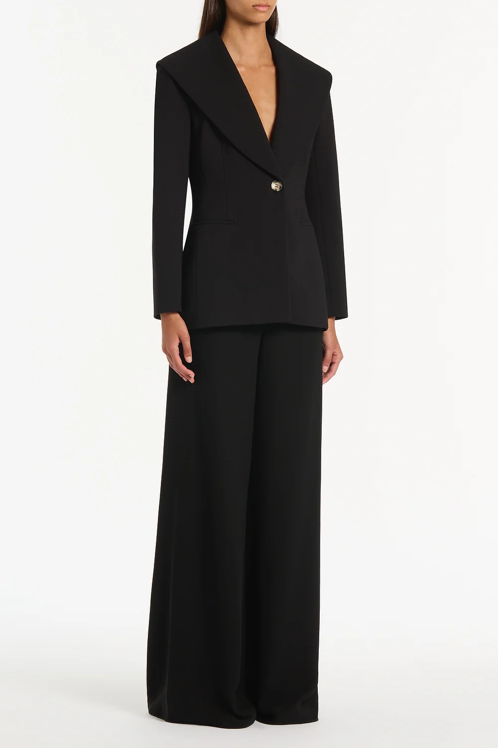 BLACK PONTE WIDE SHAWL COLLAR JACKET - Image 3