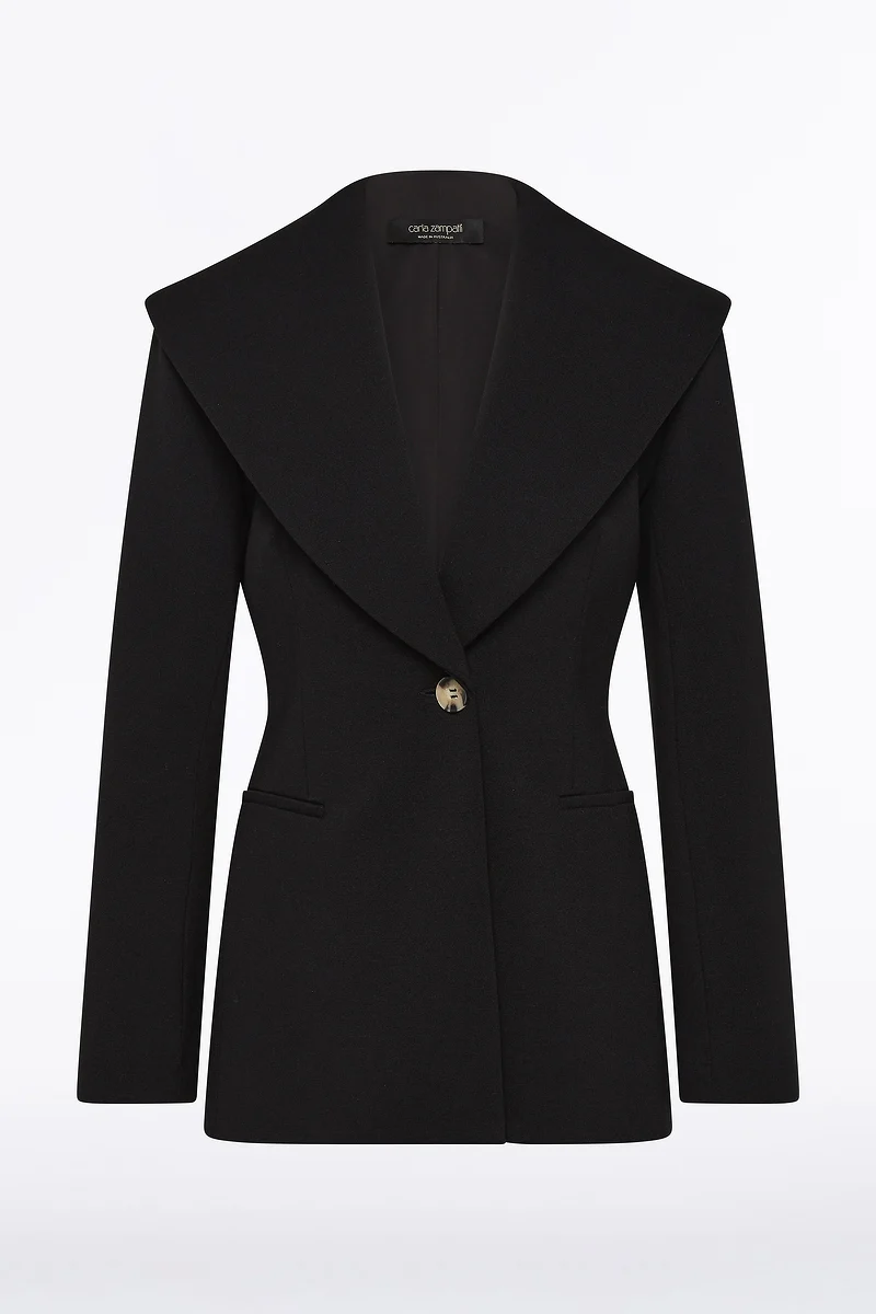 BLACK PONTE WIDE SHAWL COLLAR JACKET - Image 4
