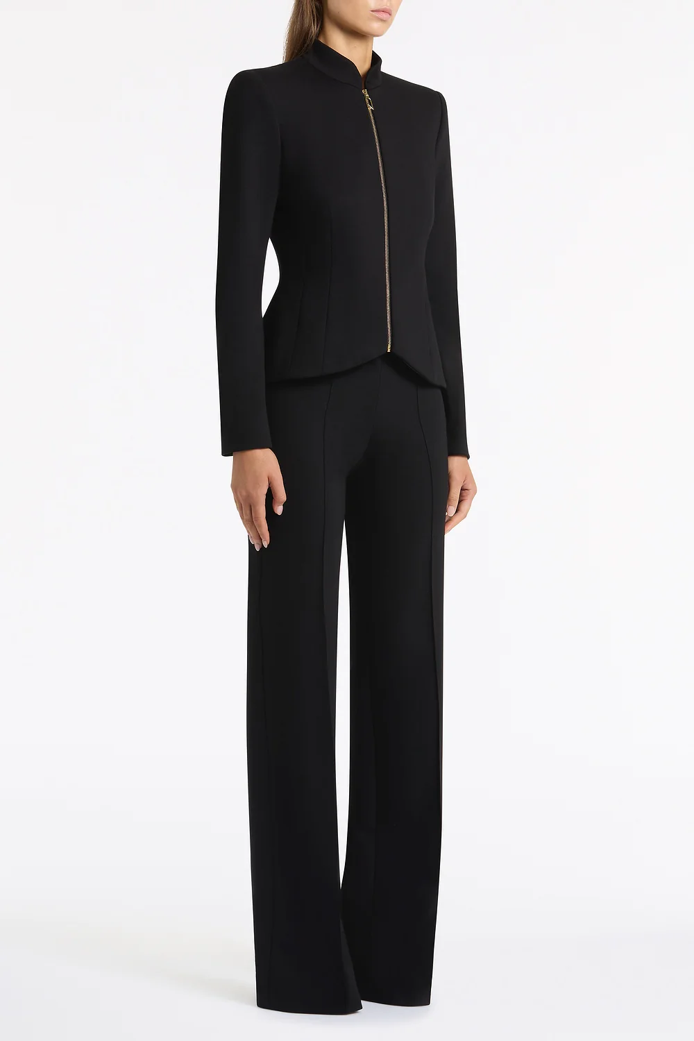 BLACK PONTE ZIP FRONT JACKET - Image 2