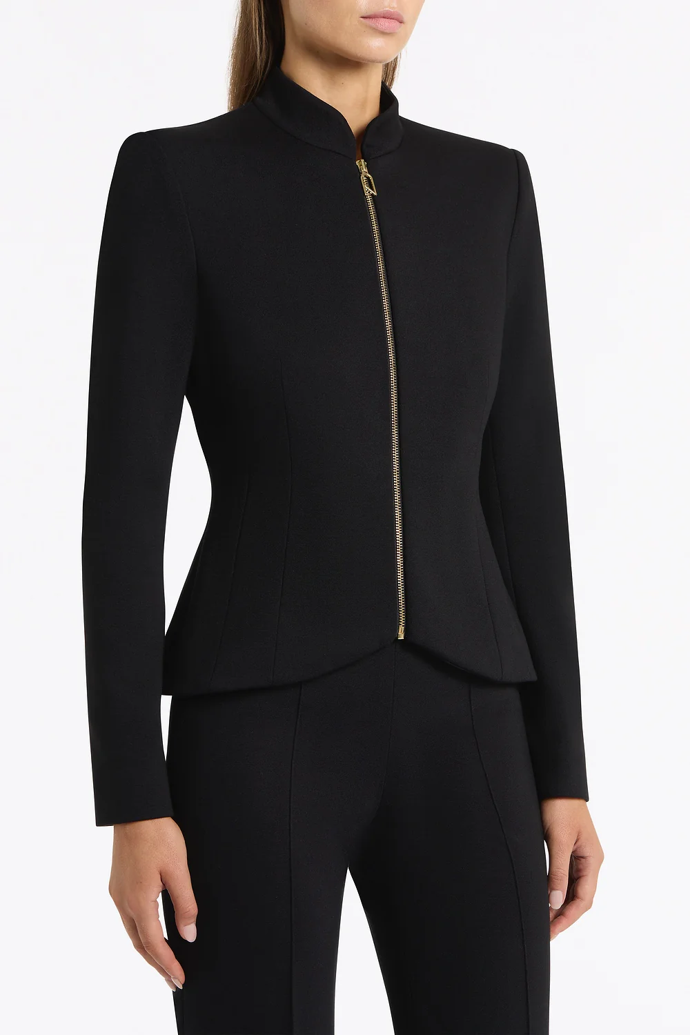 BLACK PONTE ZIP FRONT JACKET - Image 4