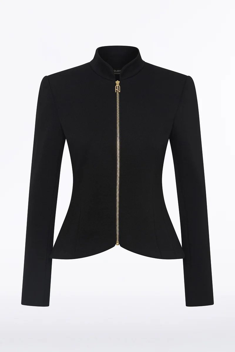 BLACK PONTE ZIP FRONT JACKET - Image 6