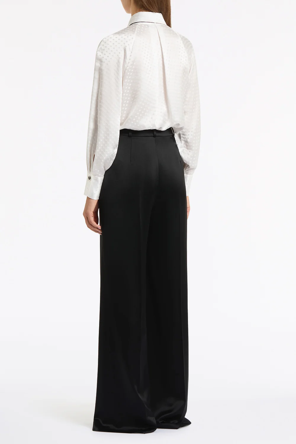 BLACK SATIN ACETATE DEEP PLEAT PANT - Image 4