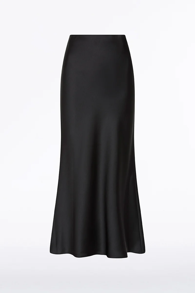 BLACK SATIN MIDI SKIRT - Image 4