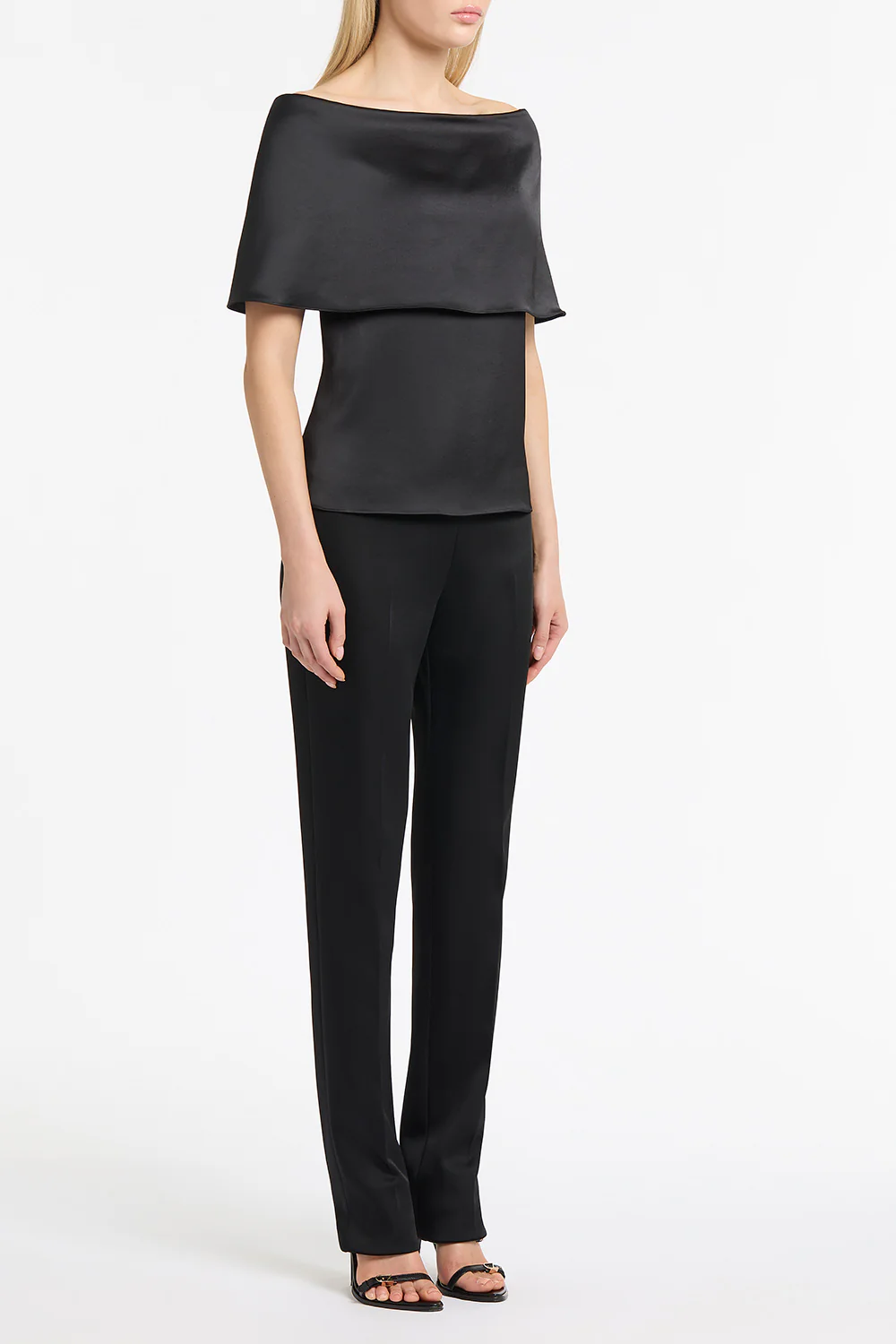 BLACK SATIN OFF SHOULDER TOP - Image 3