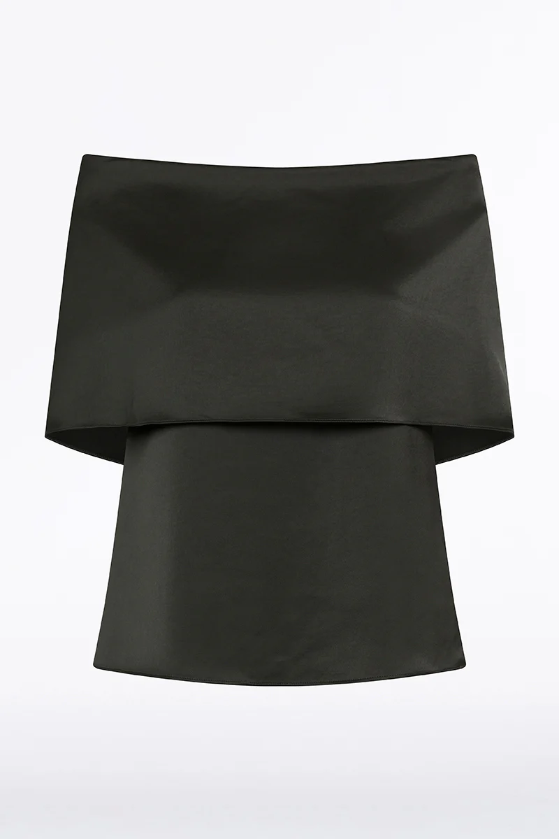 BLACK SATIN OFF SHOULDER TOP - Image 4