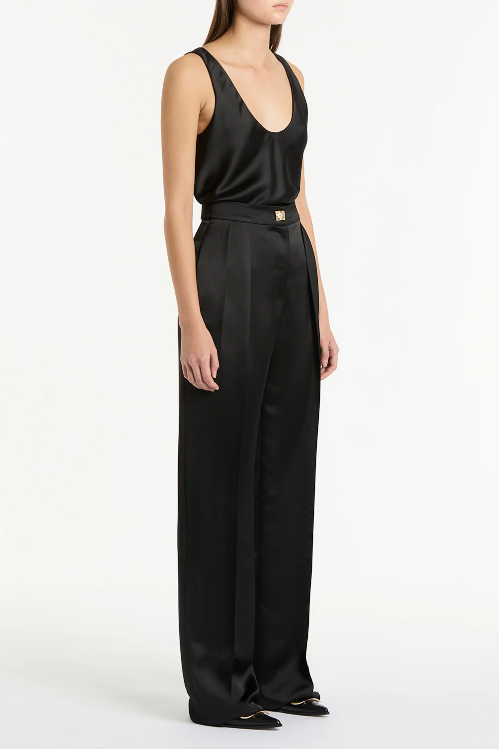 BLACK SATIN SCOOP CAMI - Image 3
