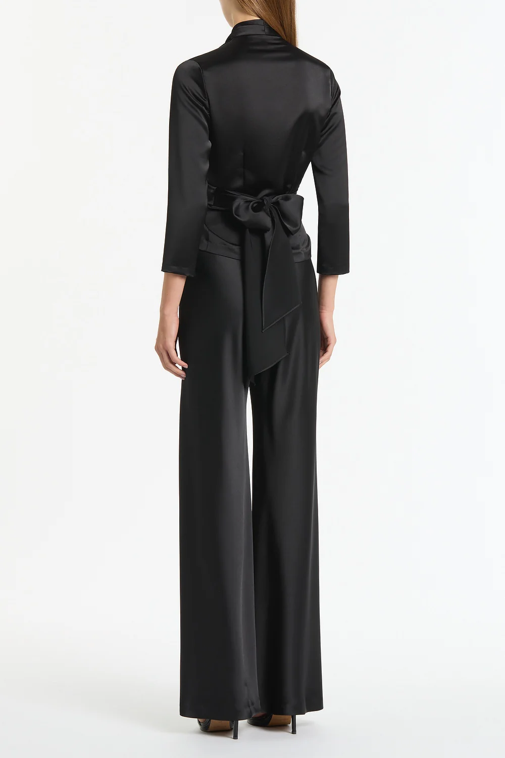 BLACK SATIN WRAP TOP - Image 2